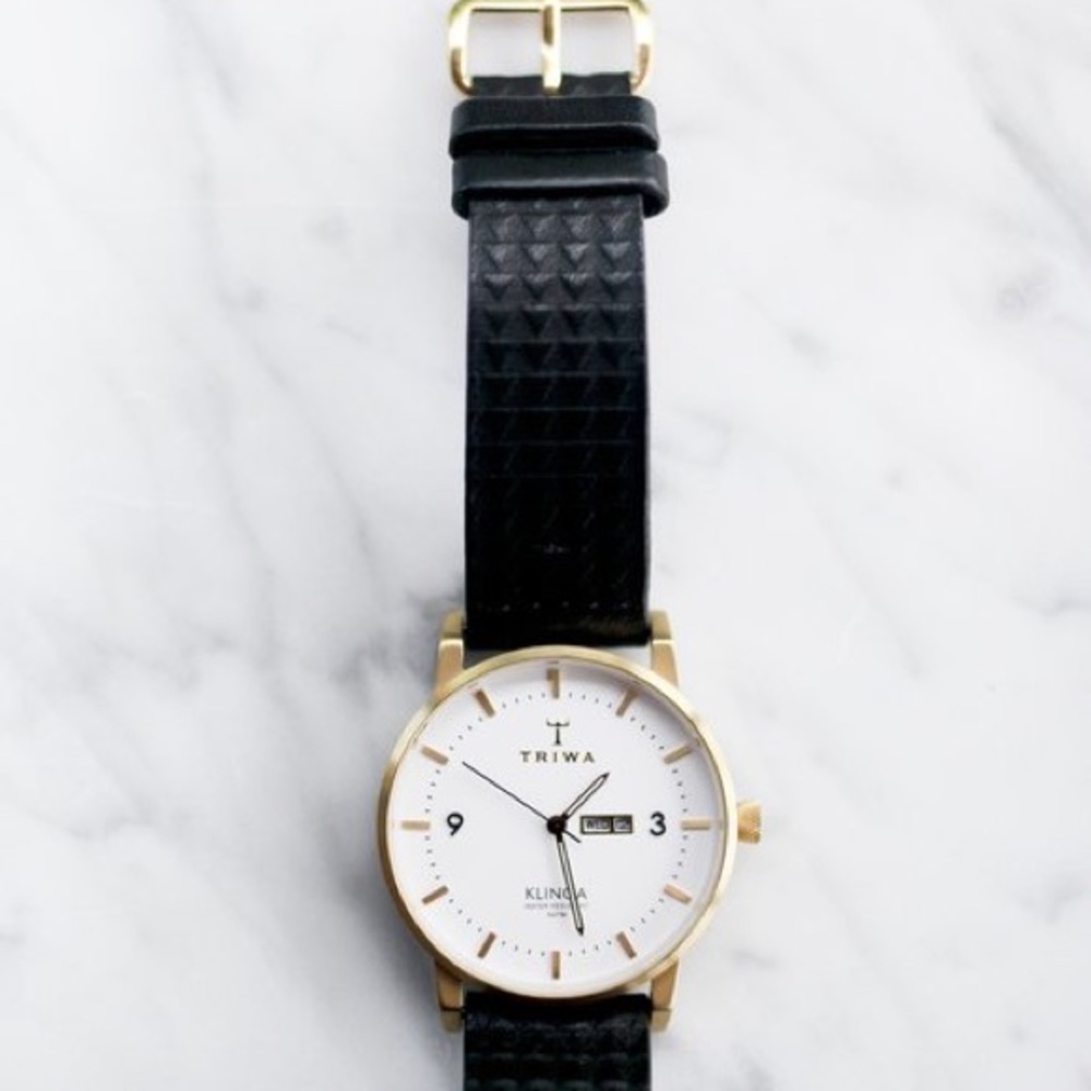 TRIWA Unisex 38mm Ivory Klinga Quartz Date Leather Strap Watch